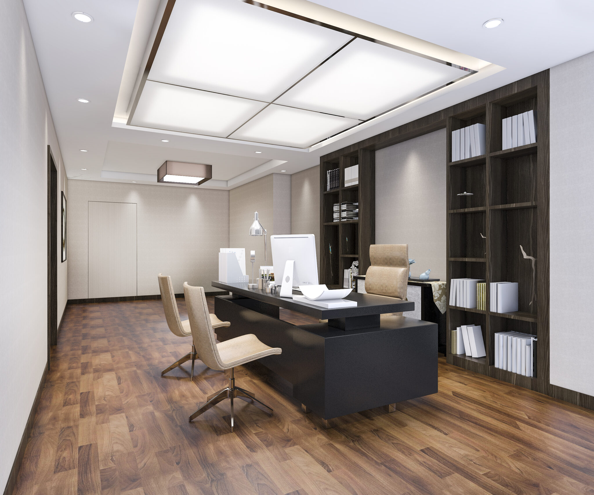 Oficina ejecutiva con mobiliario de madera