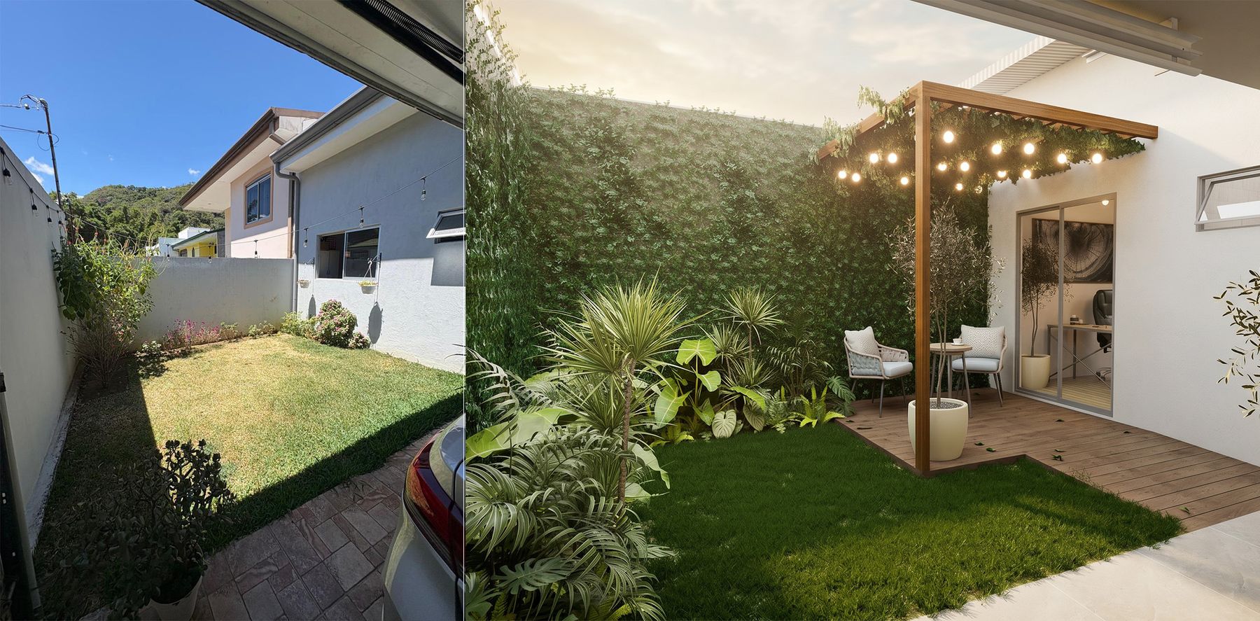Terraza frontal antes y después