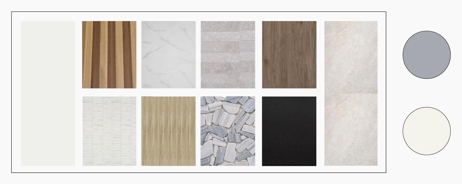 Moodboard de materiales, maderas y colores